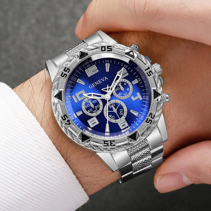 1/4PCS Fashion Business Men Watch Luxury Big Dial Mens Quartz Wristwatches Clock Gift Reloj Hombre（Without Box）