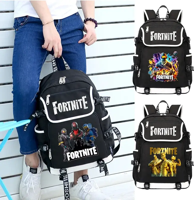 Fortnites Large Capacity Backpack Casual Shoulder Bag with USB Port Unisex Anime Students Schoolbag New Stylish Stationery Gift