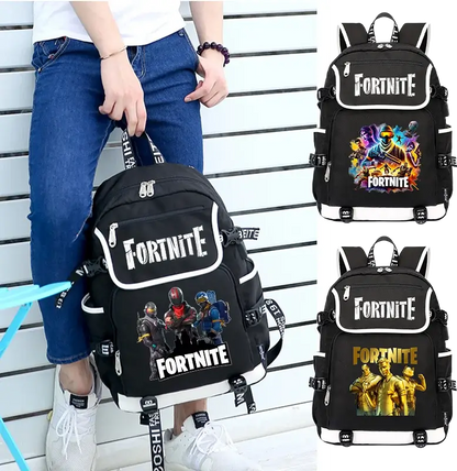 Fortnites Large Capacity Backpack Casual Shoulder Bag with USB Port Unisex Anime Students Schoolbag New Stylish Stationery Gift