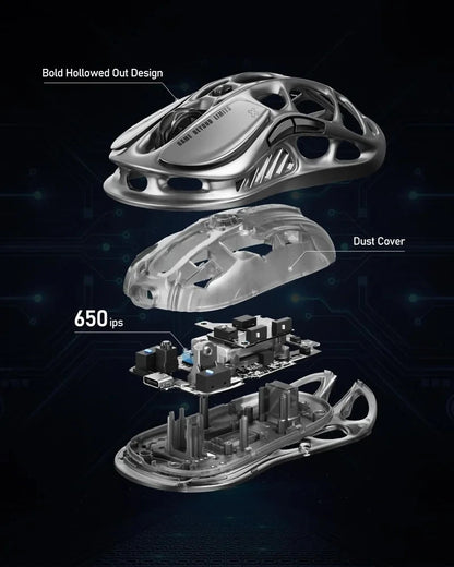 GravaStar M2 Wireless Gaming Mouse PAW3395 26,000 DPI, Magnesium Alloy Tri-Mode Bluetooth, 2.4GHz & Wired RGB Gaming Mouse