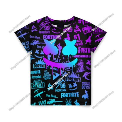 T-shirt 3D de Natal Fortnite — Battle Royale, Streetwear, Crianças, Vitória no Jogo, Homem e Mulher, Harajuku, Roupa para Adolescentes