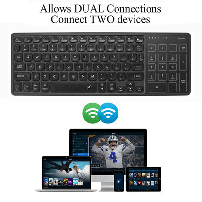 Backlit 7-Colors Bluetooth Keyboard with Touchpad 2.4G Wireless Multimedia Rechargeable Keyboard for Laptop PC Tablet