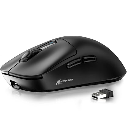 Rato Gaming Sem Fios ATTACK SHARK X3, Sensor PixArt PAW3395, 26K DPI, Ultraligeiro 49g, Tri-modo 2.4G/Bluetooth/Com Fio, para PC/MAC