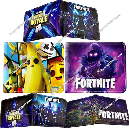 Fortnite Shooting Game Peripheral PU Snap Button Wallet Anime Coin Purse Folding Leather Wallet Card Holder Student Gifts