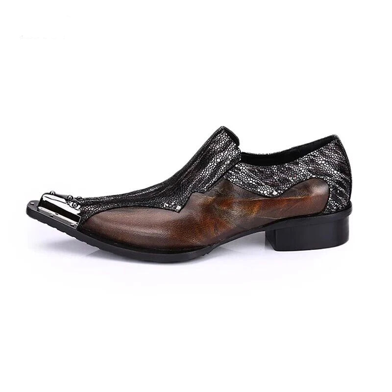 Men Luxury White Gold Metal Toe Oxford Elegant Loafers Slip On Dress Shoes Formal Wedding Party PU Leather Shoes Size 38-46