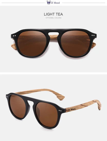 Oi Wood Brand Classic Sunglasses For Mem Women Polarized UV400 Protection Eyewear Wooden Black Glasses Zebra Wood