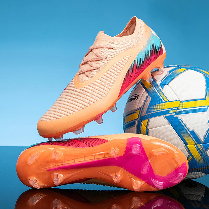 New Men Football Boots Cleats Shoes Soccer Long Spikes FG Ultralight Training Soccer Shoes Non-Slip Outdoor Match Drop Shipping