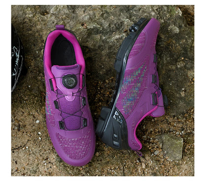 Scarpe da ciclismo MTB uomo donna T03 viola traspiranti, a sgancio rapido, per ciclismo su strada, sport outdoor, racing e allenamento