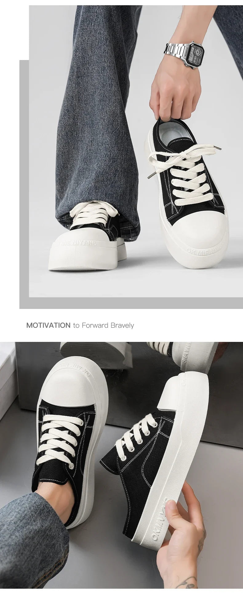 Summer Canvas Sneakers Men Half Shoes Comfortable Breathable Slip-on Shoes Man Mules Street Style Platform Men's Casual Sneakers