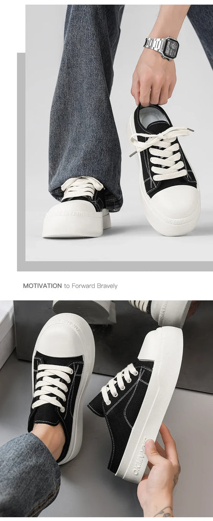 Summer Canvas Sneakers Men Half Shoes Comfortable Breathable Slip-on Shoes Man Mules Street Style Platform Men's Casual Sneakers