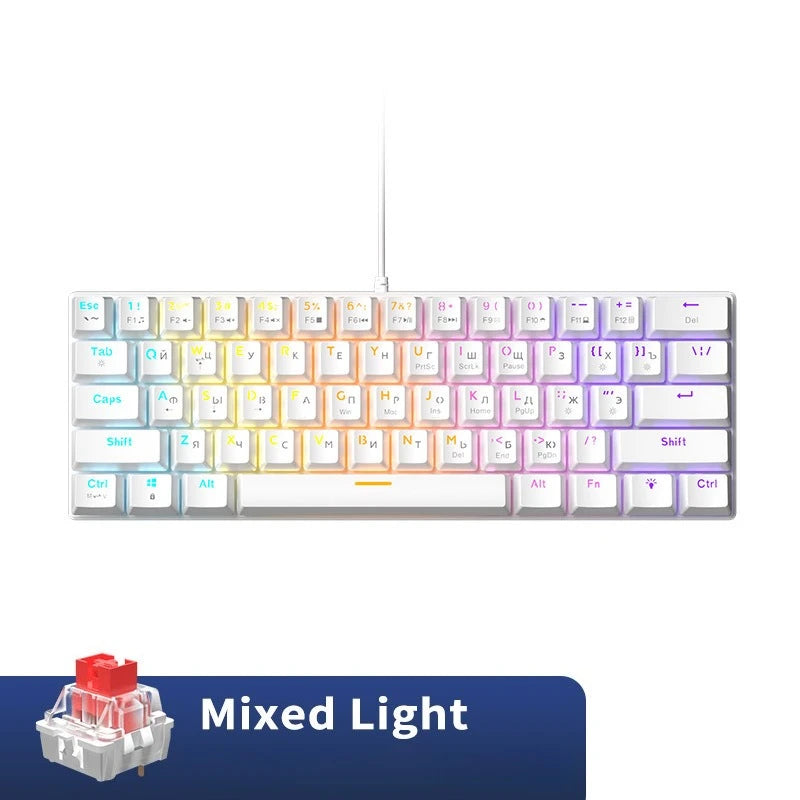RGB White Mechanical Keyboard 60% Gaming Keyboard White Clavier Gamer Blanco Key Board Black PC Keyboards
