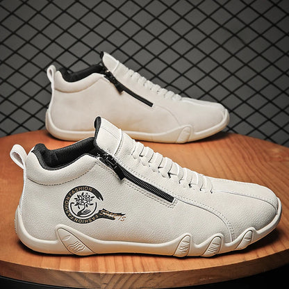 Men's Casual Shoes Side Zipper Short Boots Versatile Flat Bottom Trendy Fashionable Men's Shoes Suitable for Outdoor Sports