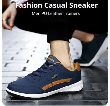 Leather Sneakers for Men, Casual Shoes, Soft Bottom, Outdoor Walking Shoe, Sports, Four Seasons