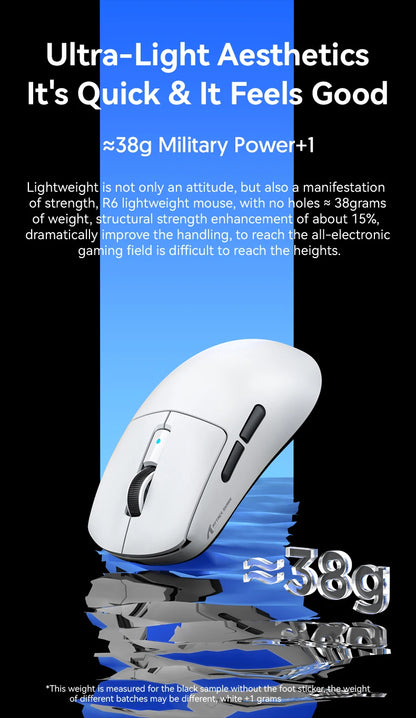 ATTACK SHARK R6 PAW3950MAX Wireless Gaming Mouse, 39g Ultralight, 8KHz Polling Rate, 42,000 DPI, Tri-Mode Bluetooth & 2.4G Gaming Mouse