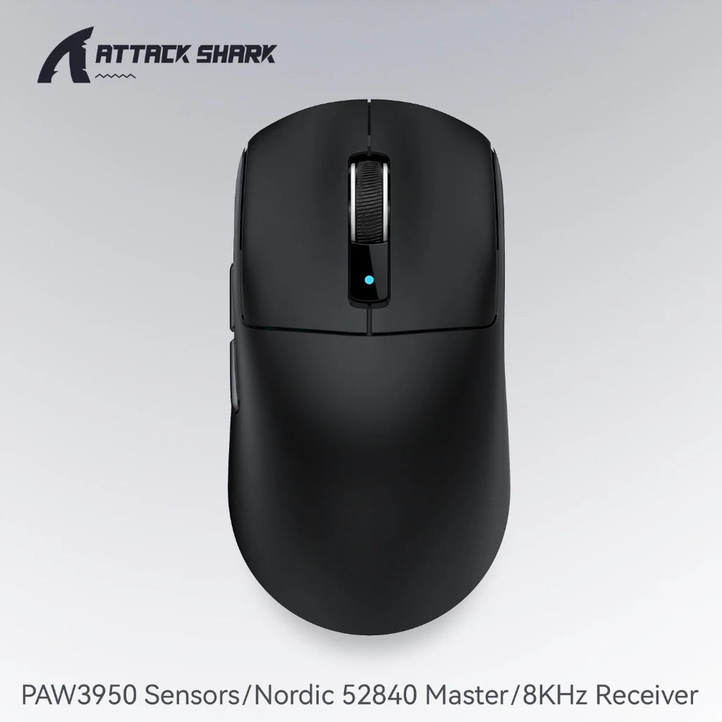 Rato Gaming Attack Shark R6 38g ultraleve, sem fios com taxa de retorno PAW3950 8K, Nordic 52840, 24000DPI, tri-modo