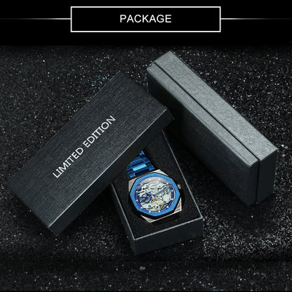 Forsining Tourbillon Skeleton Mechanical Watch for Men Luminous Hands Stainless Steel Strap Fashion Business Automatic Watches