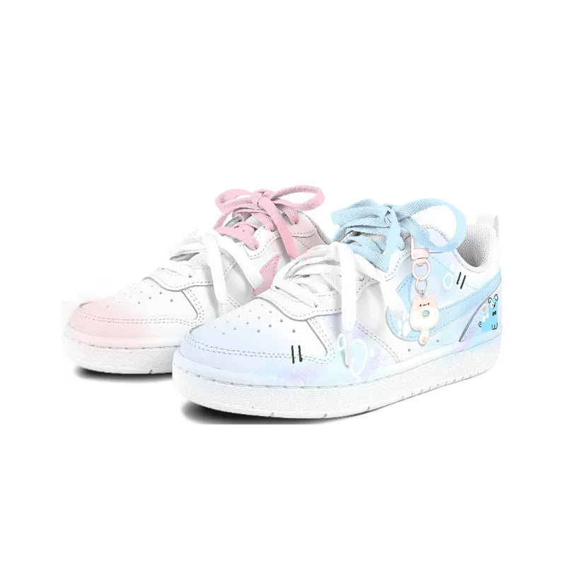 Custom Sneakers Nike Court Borough  Twin Sweet Dreams  Niche Preppy Style  Cute & Sweet Women's Skateboarding Sneakers