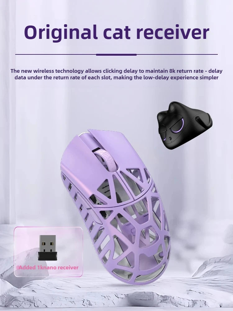 Rato gaming profissional Wlmouse Mini Pro leve em liga de magnésio, sem fios com três modos, taxa de polling 8K, PAW3950, DPI30000