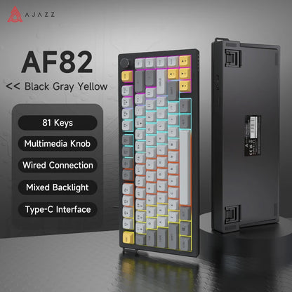 Ajazz AF82 Series 75% Layout Wireless Keyboard with 4000mAh Battery Low Profile Keys Bluetooth Tri-Mode Connectivity RGB