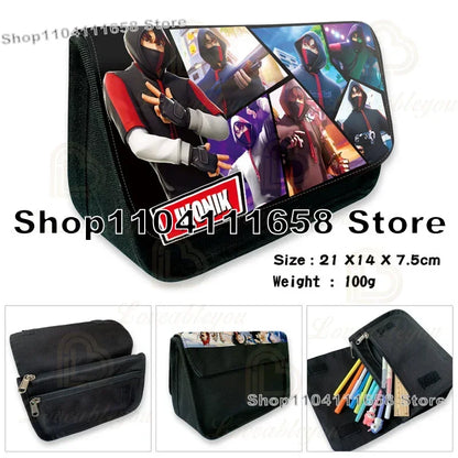 Fortnited Trousse Large Capacity Waterproof Velcro Pencil Case Student Black Estuche Stationery School Pennenzak Supplies