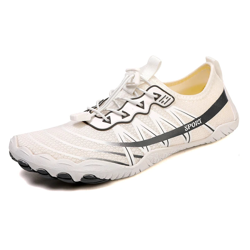 Novos sapatos aquáticos 2025 barefoot para praia e desporto, sapatos de natação antiderrapantes de alta qualidade, sapatos desportivos casuais de cinco dedos unissexo