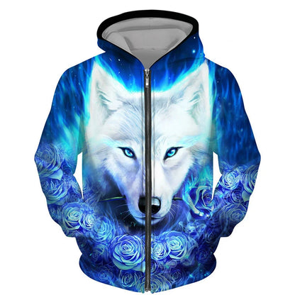 Cool 3D Wolf Printed Zipper Hoodies Fashion Men/Women Streetwear Hooded Jacket Coat Unisex Casual Hip Hop Pullover Sweatshirts