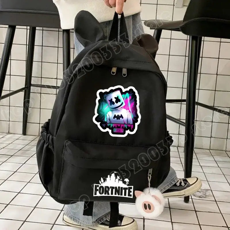 New Fortnite Cartoon Backpack Boy Girl Casual Schoolbag Large Capacity Student Bag Rabbit Ears Travel Backpack Stationery Gift