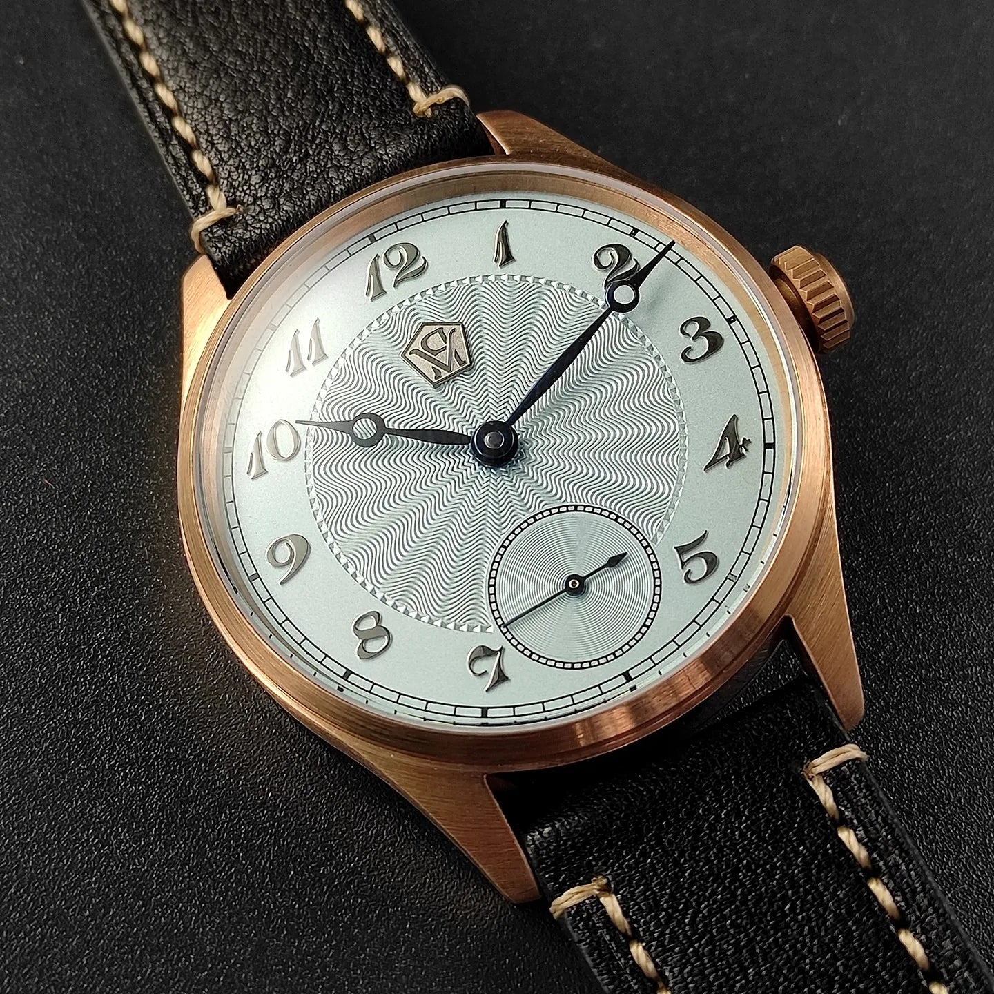 40.5 Men's Manual Mechanical Watch Tin Bronze Guilloché Surface Three-Dimensional Silver Nail Roasted Blue Needle Seagull ST3621