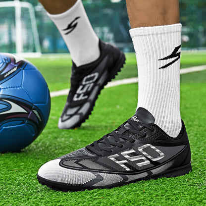 All Season TF Turf Football Boots PU Breathable Fabric Upper Rubber Non-slip Sole Durable Men Women Teenager Shoes