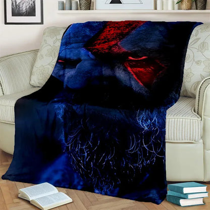 3D God of War Games Gamer Kratos HD Blanket,Soft Throw Blanket for Home Bedroom Bed Sofa Picnic Travel Office Cover Blanket Kids