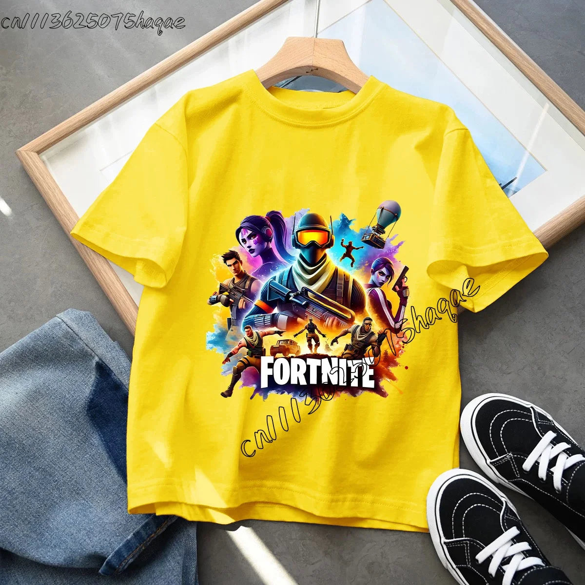 T-shirt infantil de verão Fortnite Bottle Royale — T-shirt de aniversário e festa para menino, manga curta em algodão