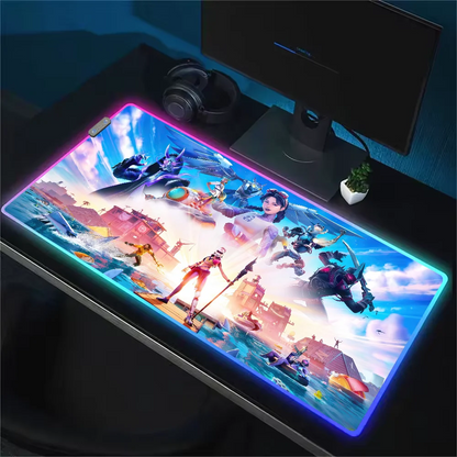 Game F-Fortnite Survival Battle Mouse Pad RGB LED Light Non-Slip Rubber Base Waterproof Office PC Home Desk-Mat USB Large Game