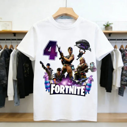 Fortnites Children Birthday Number T Shirt Girls Boys Summer Clothes Baby Cotton Tee Shirts Party Short Sleeve Tops Toddler Gift