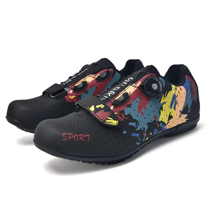 Lock-Free Cycling Shoes Flat Pedal Shoes Men Bike Cleat Sneaker MTB Bicycle Biking Women Breathable Indoor Boots