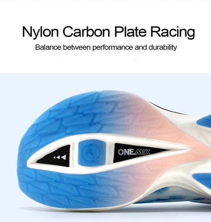 ONEMIX New Nylon Carbon Board Marathon Running Racing Shoes Shock-relief Professional Stable Support Ultra-light Rebound Sneaker