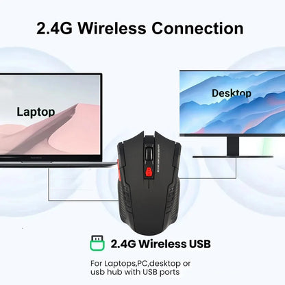 Mini rato sem fios 2.4G com recetor USB, 1600DPI, rato ótico sem fios profissional, scroll direito USB para portátil e PC gamer