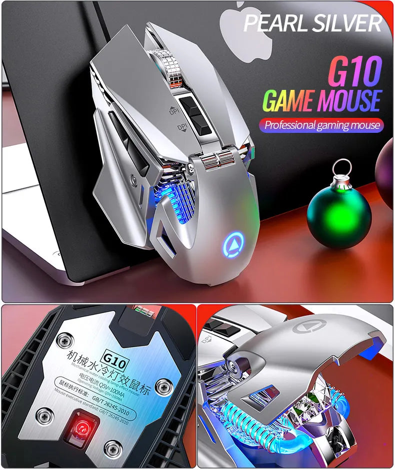 Rato Gaming eSports com Fio e Retroiluminação RGB, 200-7200 DPI Ajustáveis, USB com Fio para PC, Portátil e Jogos FPS