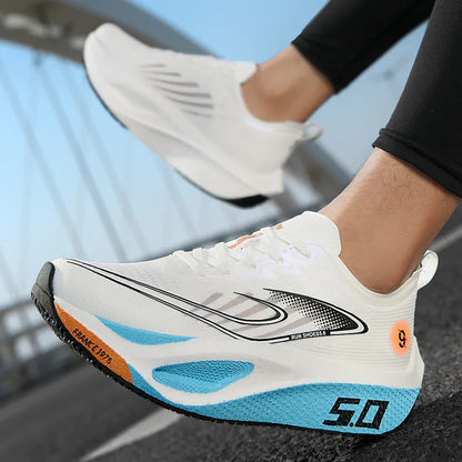 FourSeasons Men's Sports Sneakers CarbonPlate Running Shoe，Breathable Marathon Racing Comfortable Athletics Training Shoes Walki