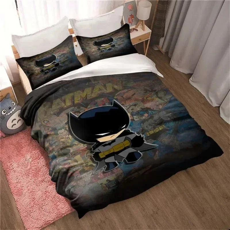 3D Printed B-Batman Bedding Set, Cartoon Duvet Cover and Pillowcases, Multiple Sizes, Bedroom Decor, Teen and Adult Gift