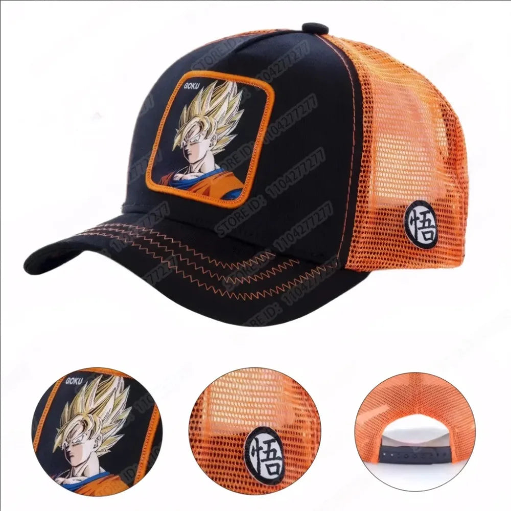 Dragon Ball Son Goku Cap Baseball Cap Summer Travel Peaked Cap Men's Embroidery Hip-Hop Sun Visor Adjustable Trucker Mesh Cap