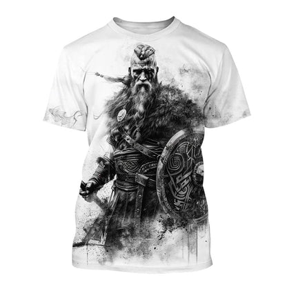 Tricou 3D nou pentru bărbați, cu mânecă scurtă, model tatuaj cu linii negre și albe, top street hip-hop Harajuku cool
