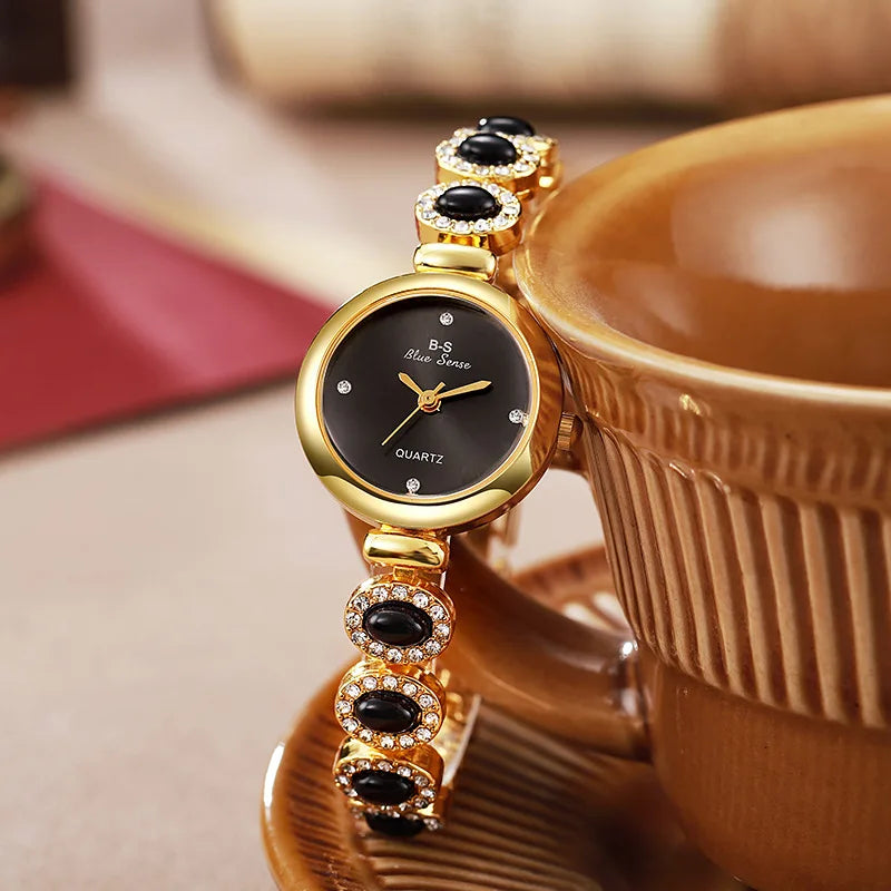 Famous Brand Women's Quartz Watches Luxury Green Gemstone Bracelet Watch Gift Female Wristwatch Dropshipping Relojes Para Mujer