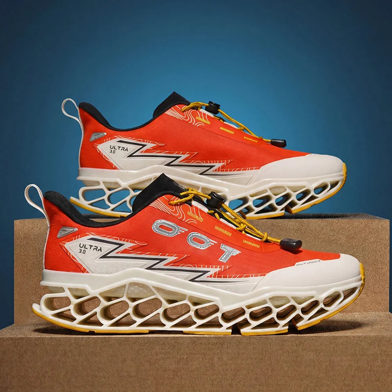Summer Hot Selling Professional Mens Sports Shoes Marathon 3D Printed Sole Running Shoes Foot Protecting Commuting Walking Shoes