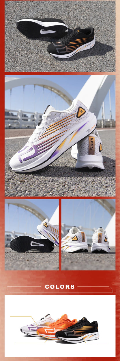 Zapatillas profesionales de running Baasploa para hombre, ligeras y transpirables, zapatillas deportivas de jogging para mujer con placa de carbono y suela antideslizante