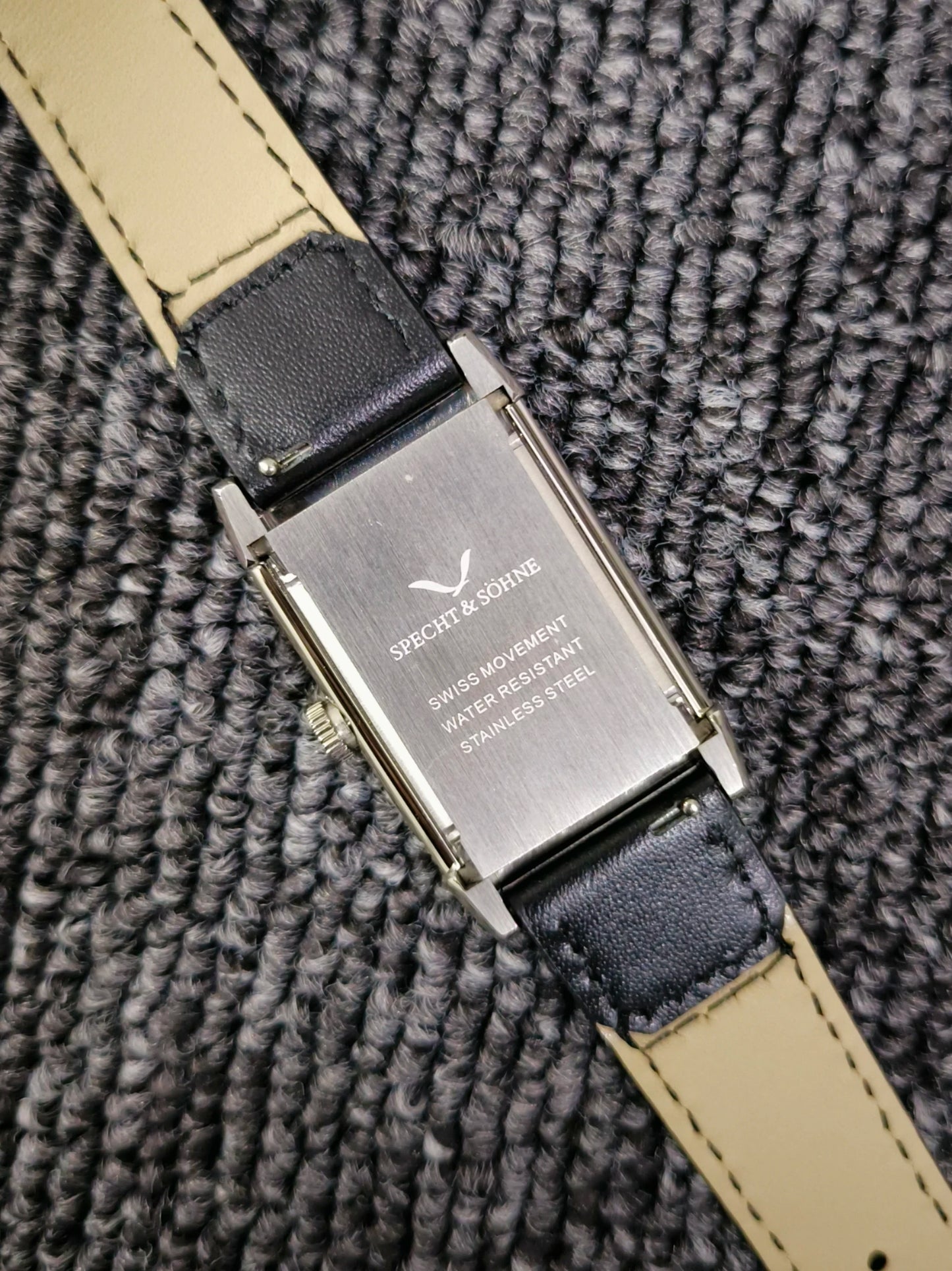 Specht&Söhne Reversible Square Watch Ronda Quartz Movt Stainless Steel Case Sapphire Crystal Flip Design Mens Fashion Wristwatch