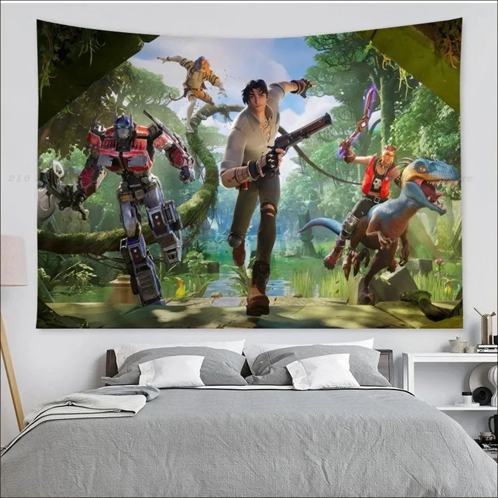 Cartoon Battle Royales F-Fortnites Tapestry Tapestry Art Printing Indian Buddha Wall Decoration Witchcraft Bohemian Home Decor