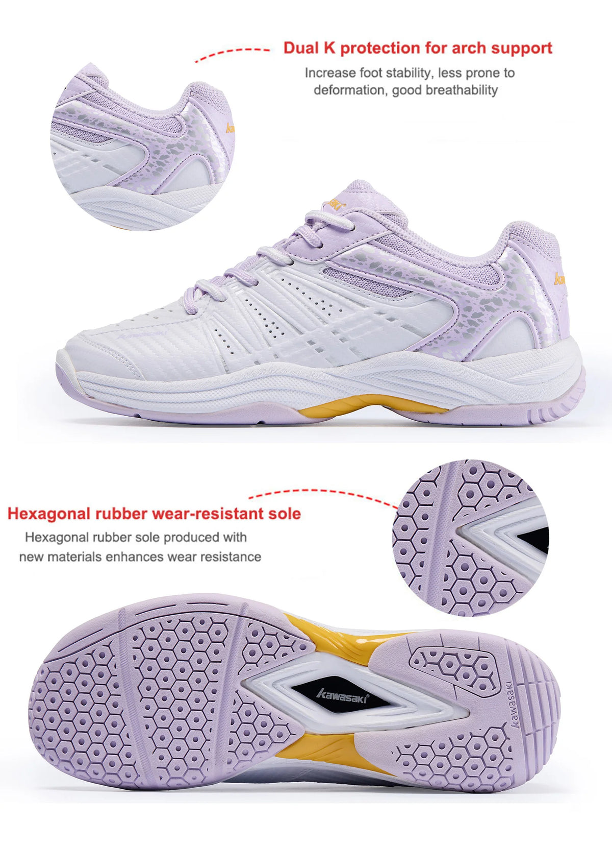 Kawasaki Badminton Shoes Professional Anti Torsion Women's Table Tennis Shoes Sneakers K-065D tenis deportivos mujer