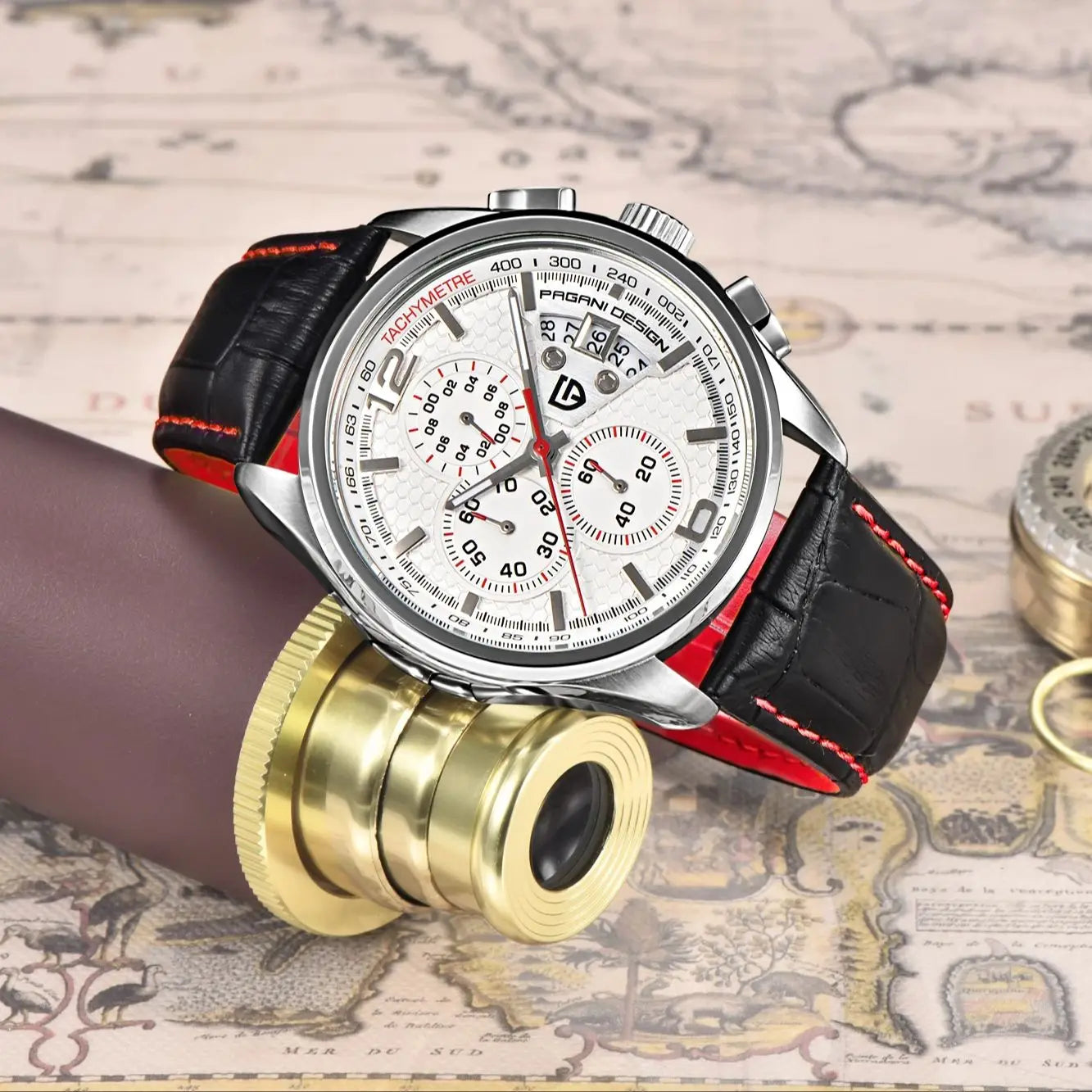 PAGANI DESIGN 2026 New Men's Quartz Watch Hardlex Crystal 50M Water Resistance Calendar Luminous Leather Strap Model PD3306