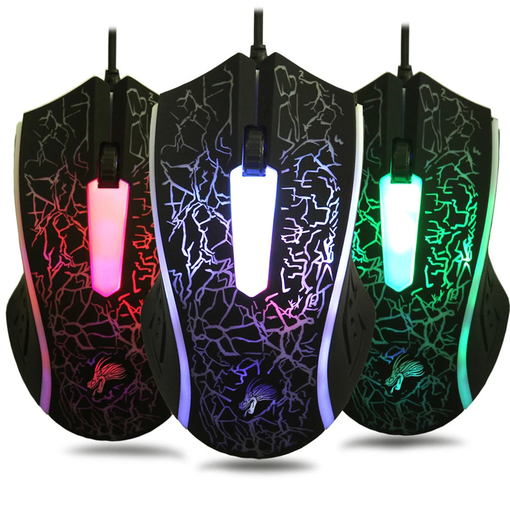 Rato gaming com fios USB 2400 DPI, rato profissional para gamer com retroiluminação LED, rato ergonómico para computador, PC, portátil e MacBook