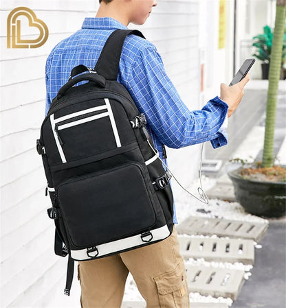 Mochila Yule Trooper F-Fortnited Battle Royale com carregamento USB, figuras anime e compartimento para material escolar para estudantes